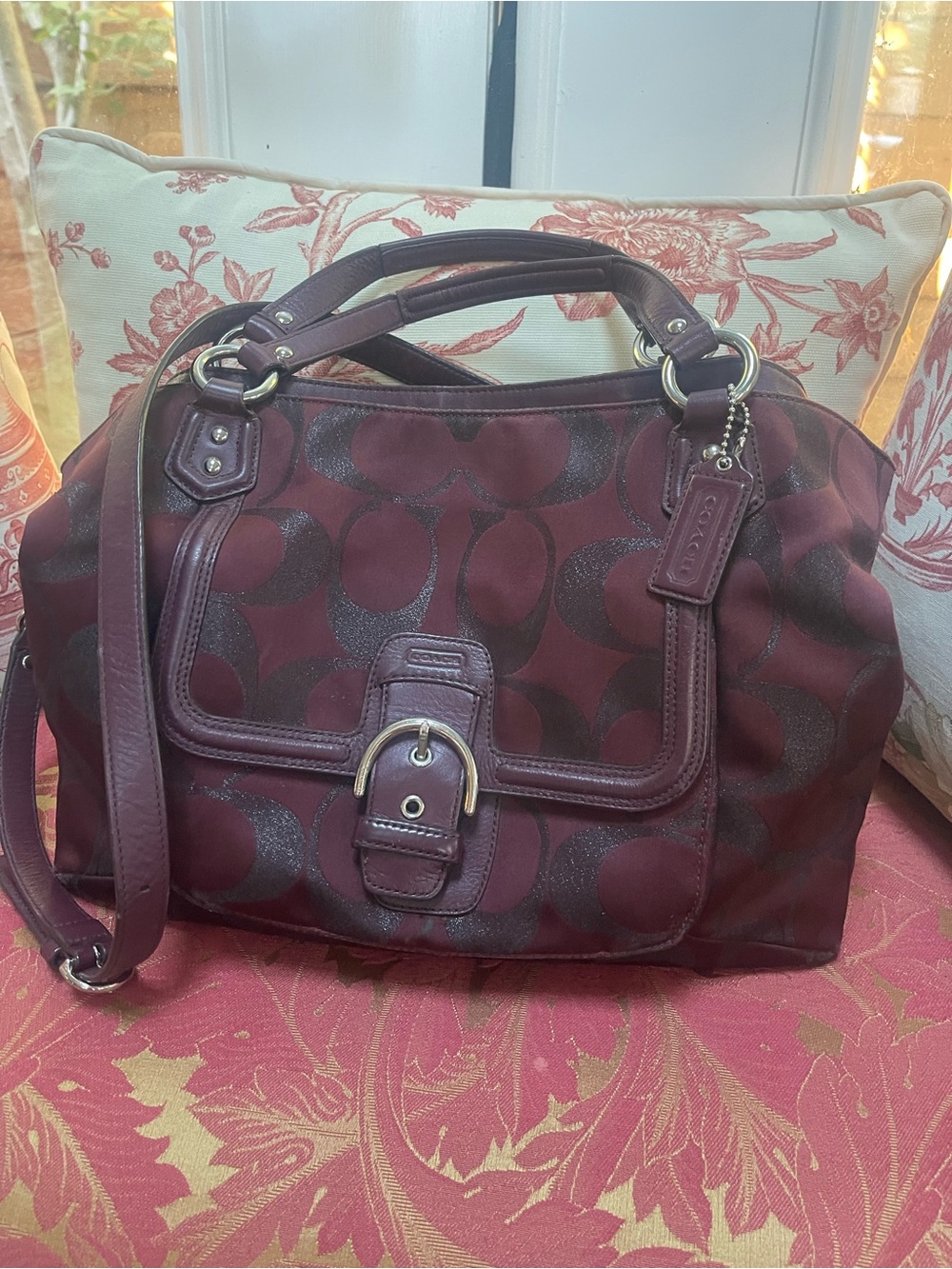 Coach Campbell Signature Satchel Burgundy